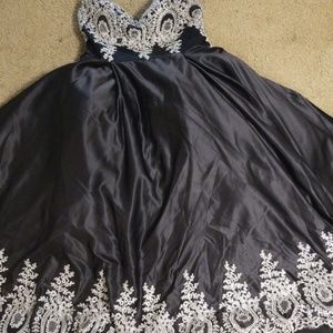 Black and Silver Satan BallGown Prom Dress
